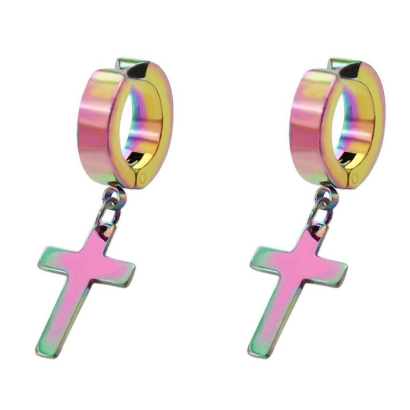 MagFlair Clip-On Dangling Cross Earrings