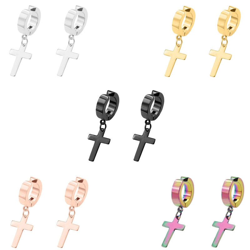 MagFlair Clip-On Dangling Cross Earrings