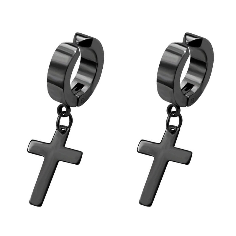 MagFlair Clip-On Dangling Cross Earrings
