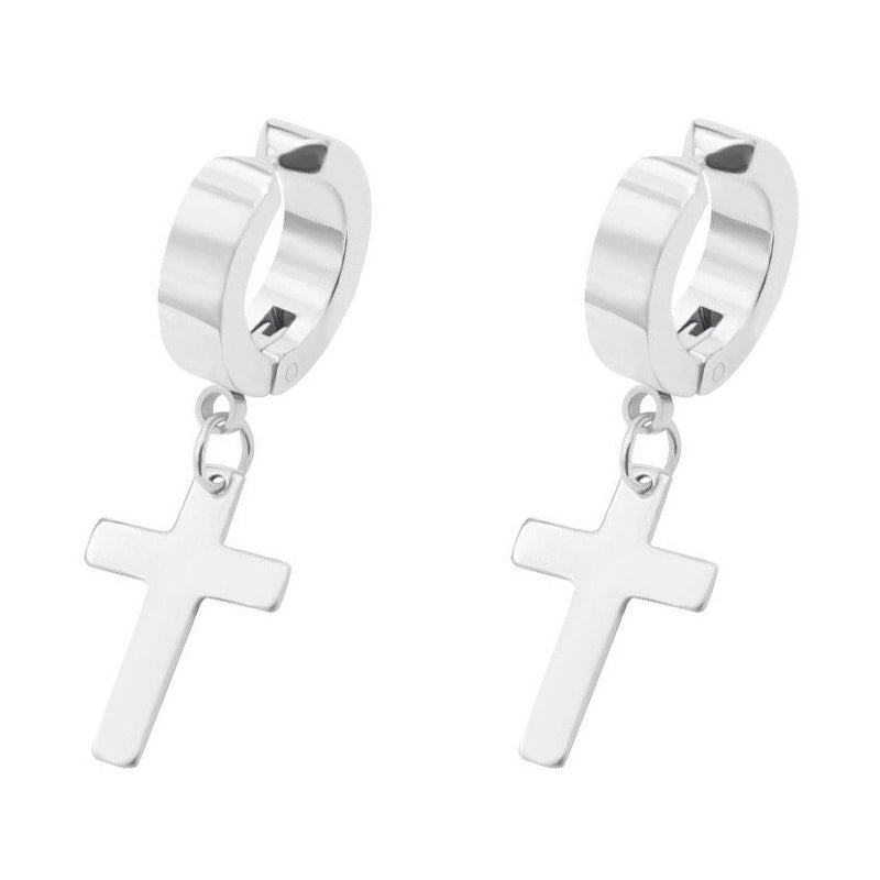 MagFlair Clip-On Dangling Cross Earrings